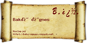 Bakó Ágnes névjegykártya
