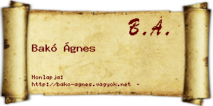 Bakó Ágnes névjegykártya